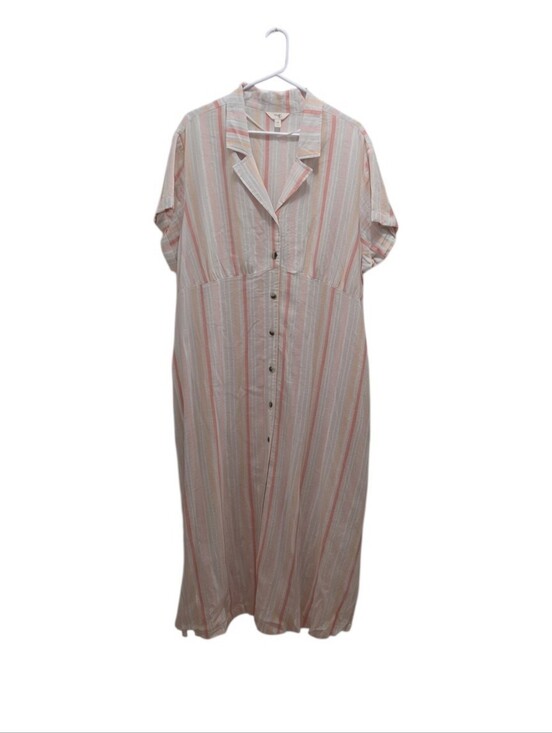 Terra & Sky Dresses & Skirts - Terra & Sky Stripe Maxi Shirt Dress Plus Size 1X Coastal Cottagecore Style